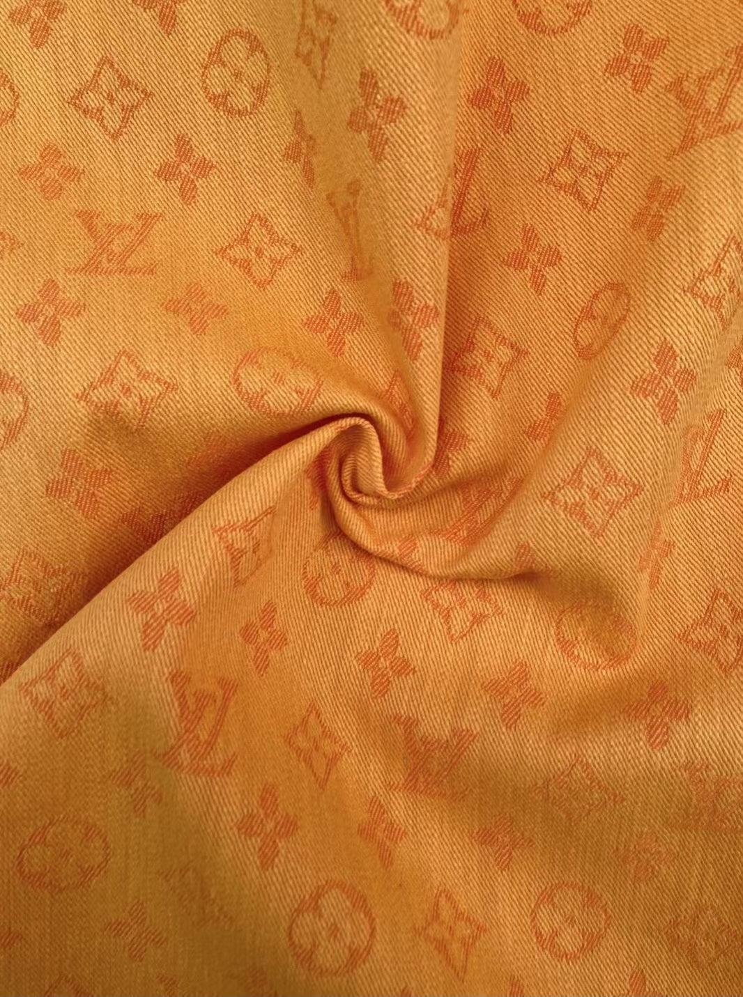 Orange Denim Jeans LV Fabric for Handmade Custom Clothing