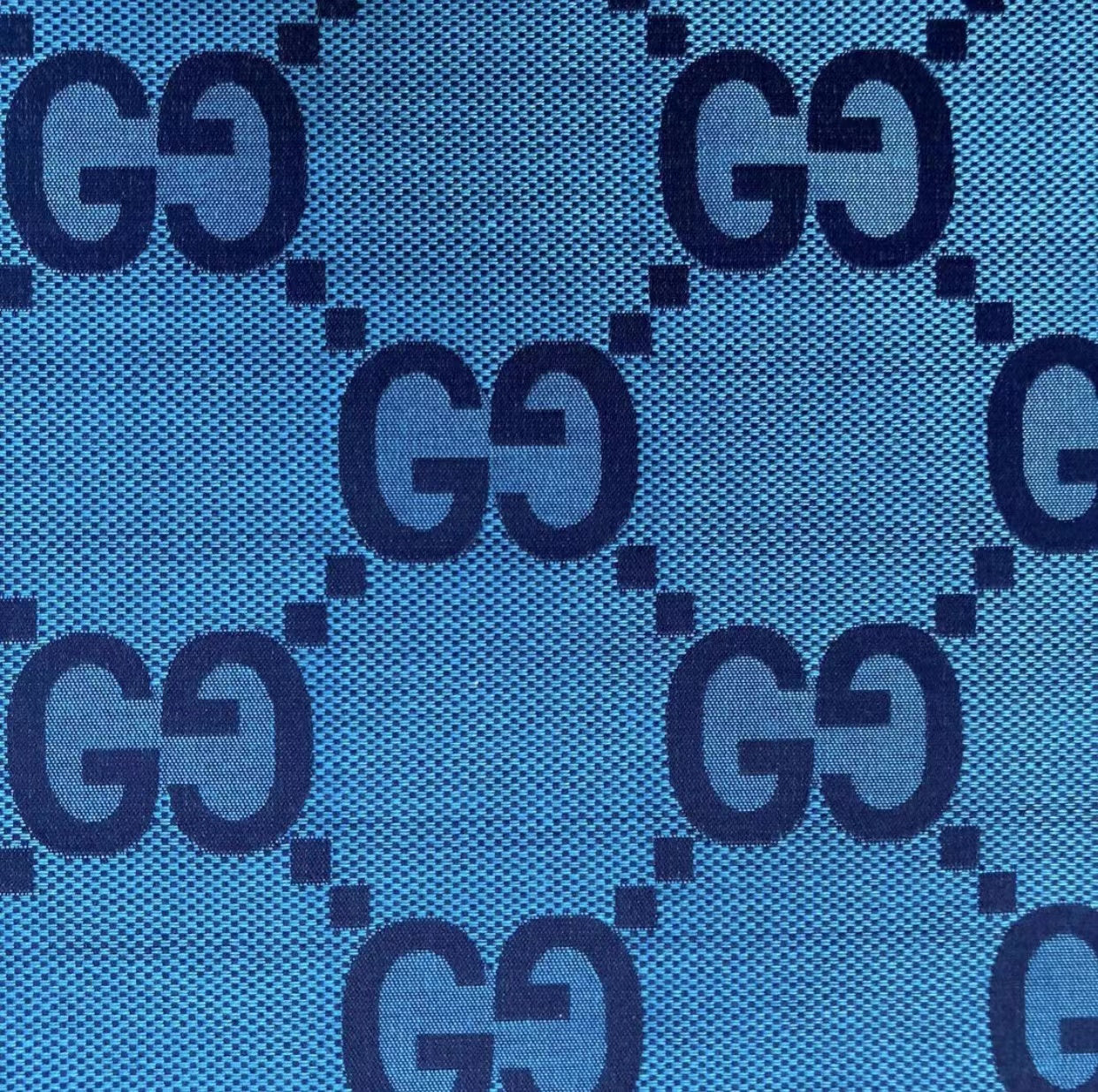 Sewing Cotton Fabric Blue Big Gucci GG Material for Custom Suit