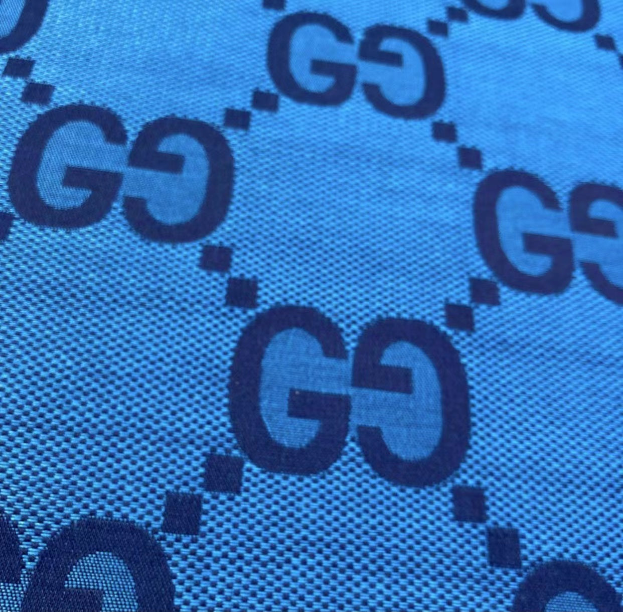 Sewing Cotton Fabric Blue Big Gucci GG Material for Custom Suit