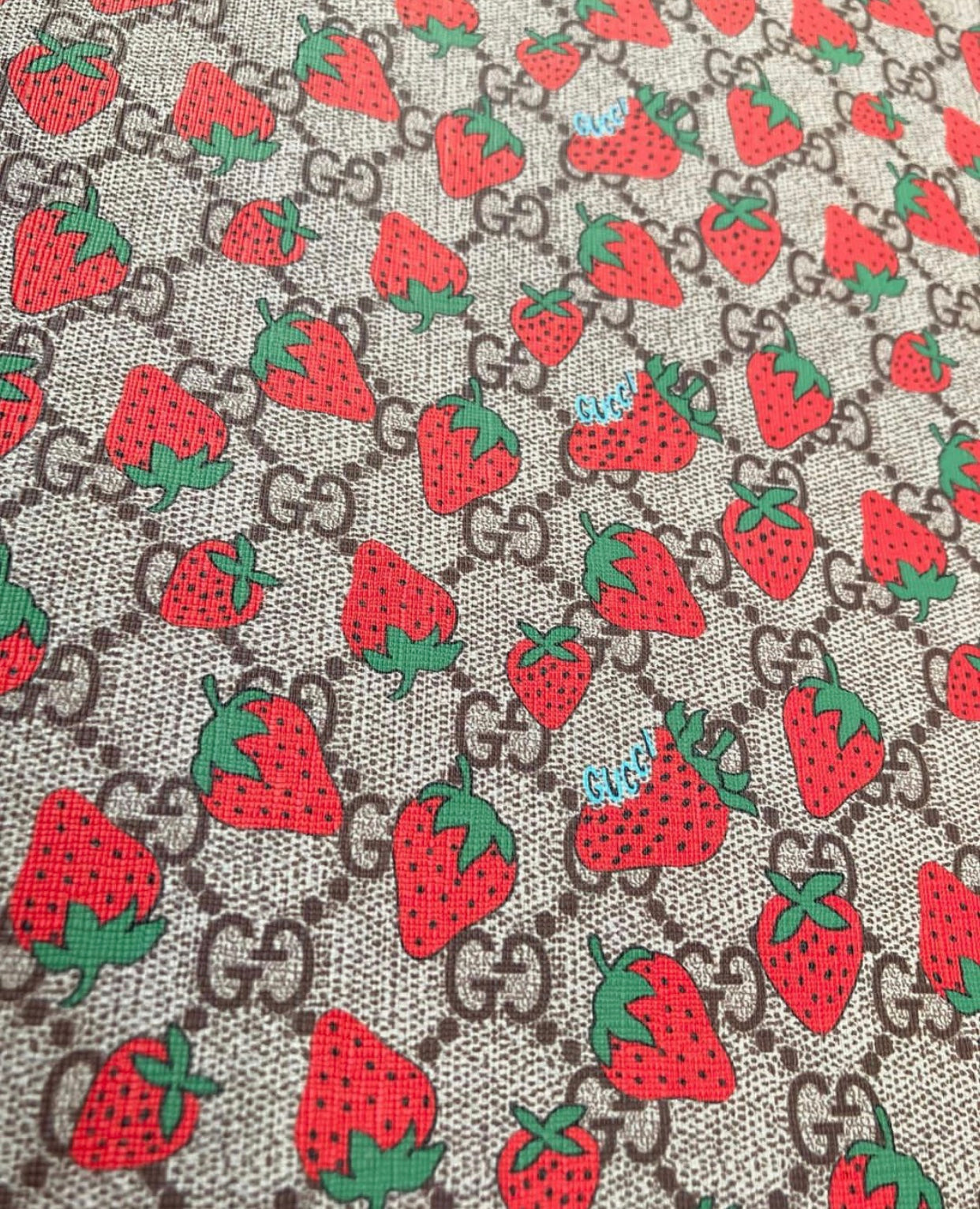 Handmade Strawberry Gucci Vinyl Leather for Custom Crafts Shoes