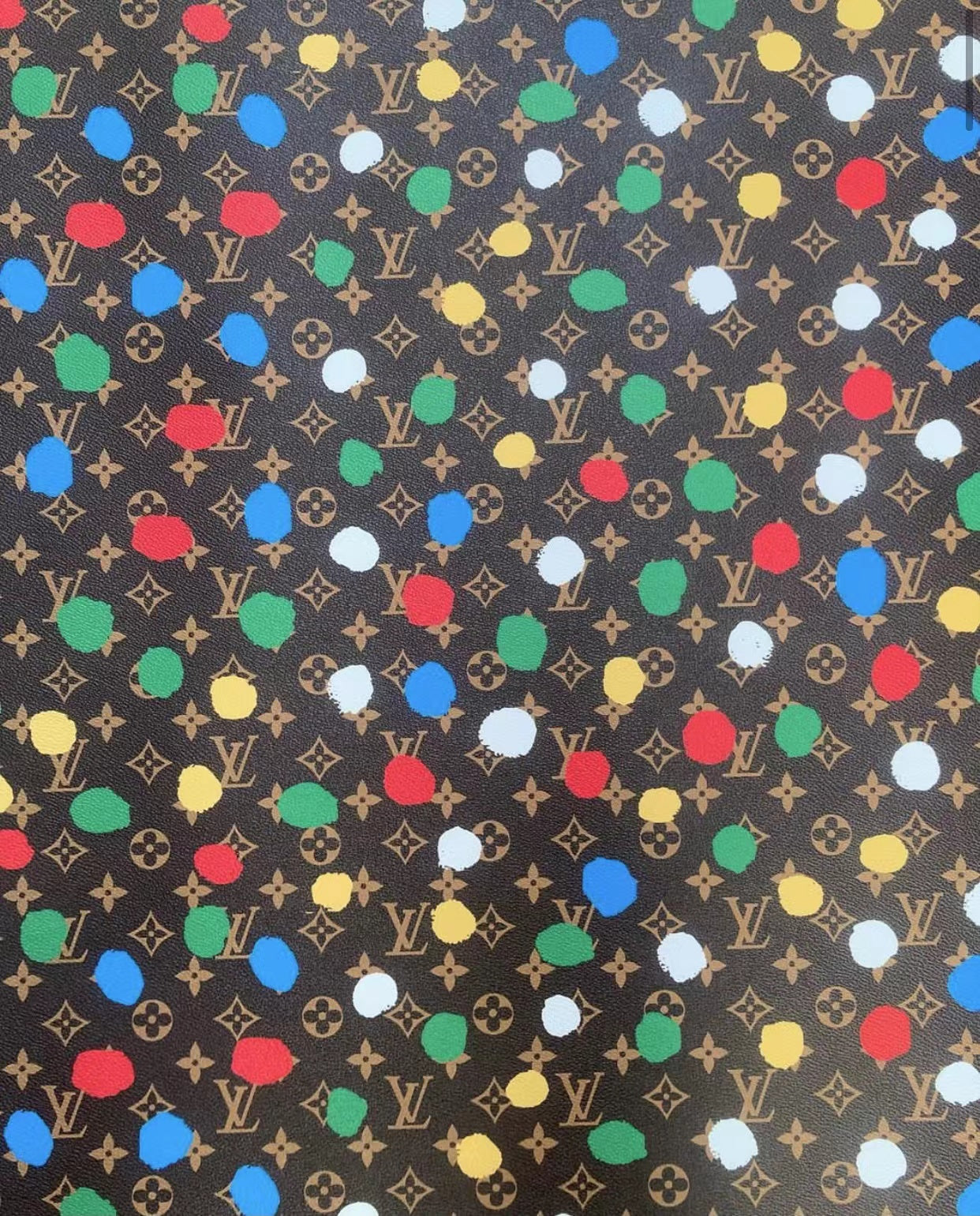 Colorful Dots LV Vinyl Leather for Custom Bag Sneakers
