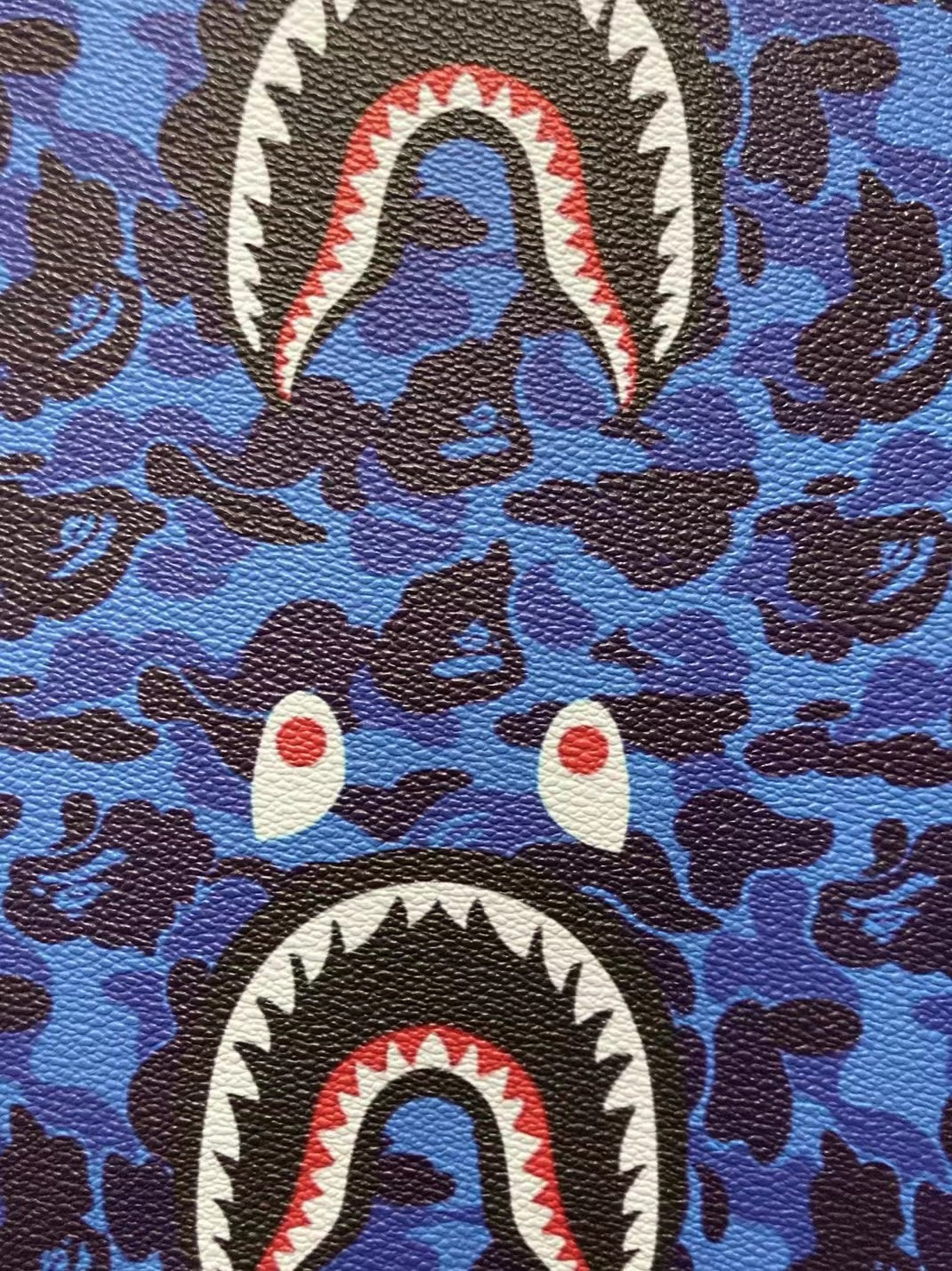 Bape Fashion Shark Camo Custom Handmade Leather