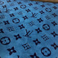 Blue Embossed Handmade LV Designer Leather for Custom Shoes Upholstery