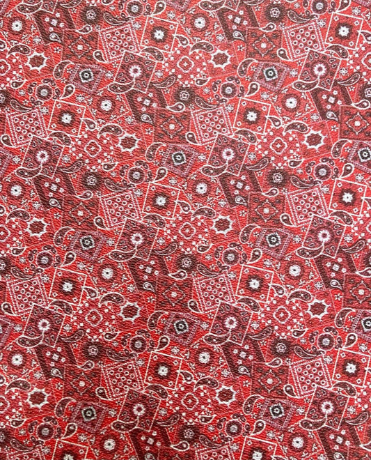 Red Bandana Custom Designer Leather for Custom Sneakers Upholstery