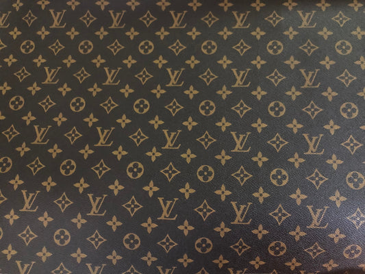 Crafted Classic Brown LV  Vinyl Leather Fabric For Sale