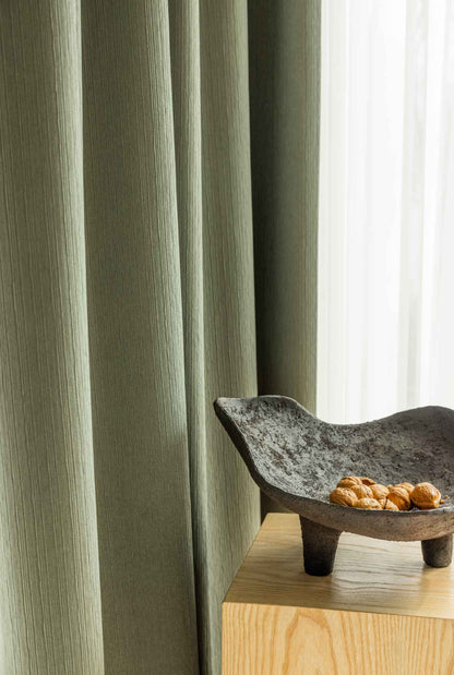 Thermal Insulated Slightly Wrinkled Striped pattern Blackout Curtains For Living Room ,Efficient Grommet Drapes | 2 panels